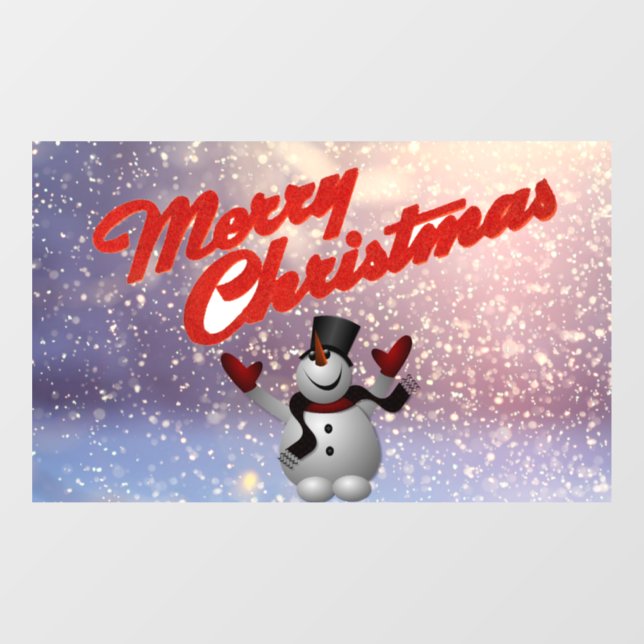 Frohe Weihnachts Snowman Window Cling Fensteraufkleber (Blatt)