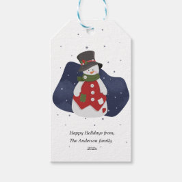 Frohe Weihnachts Snowman Winter Holiday Card Geschenkanhänger