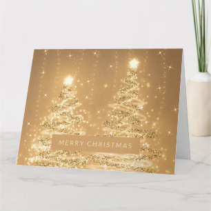 Frohe Weihnachts-Sparkling Bäume Kupfer Karte