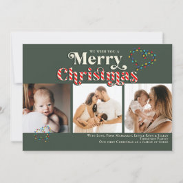 Frohe Weihnachts Spaß Candy Cane 3 Foto Red & Gree Feiertagskarte