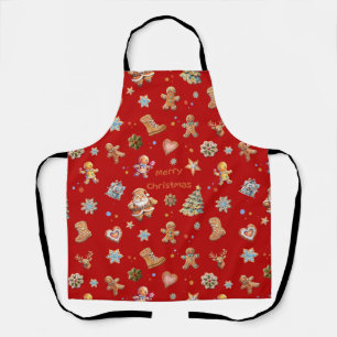 Frohe Weihnachts Spaß Niedlich Gingerbread Red Schürze
