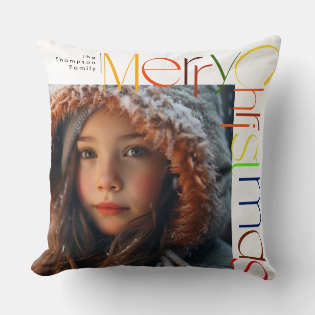 Frohe Weihnachts spielerische Buchstaben Custom Fo Kissen (Vorderseite)