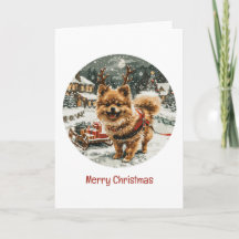 Frohe Weihnachts-Spitz Reindeer Dog