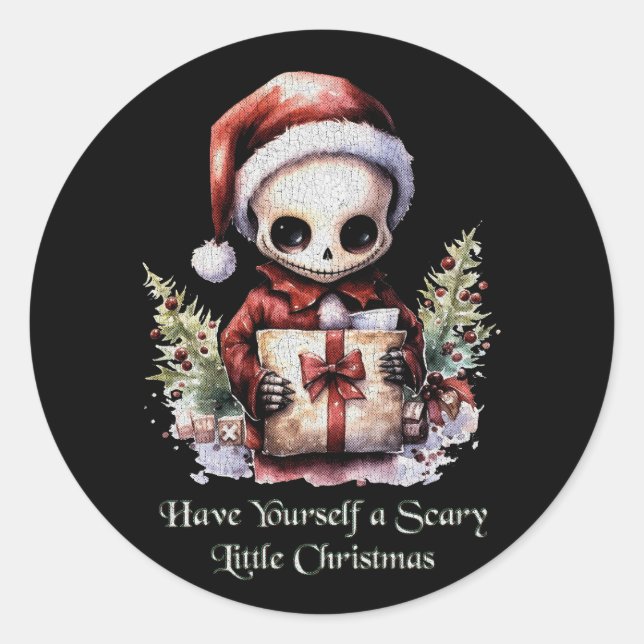 Frohe Weihnachts Spooky Gothic Runder Aufkleber (Vorderseite)