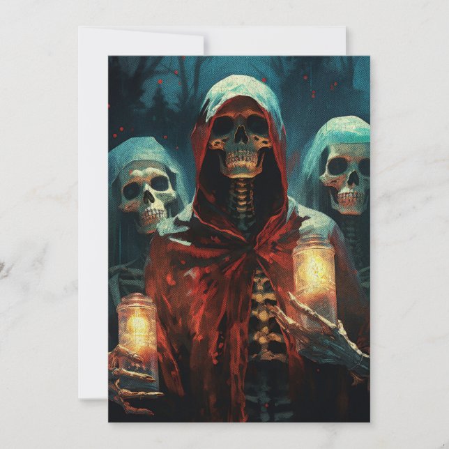 Frohe Weihnachts Spooky Gothic Skelettons Feiertagskarte (Vorderseite)