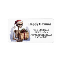 Frohe Weihnachts Spooky Skeleton Gothic Adressaufkleber