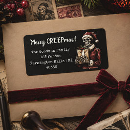 Frohe Weihnachts Spooky Skeleton Gothic Adressaufkleber