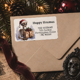 Frohe Weihnachts Spooky Skeleton Gothic Adressaufkleber