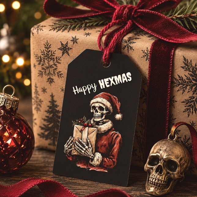 Frohe Weihnachts Spooky Skeleton Gothic Geschenkanhänger (Von Creator hochgeladen)