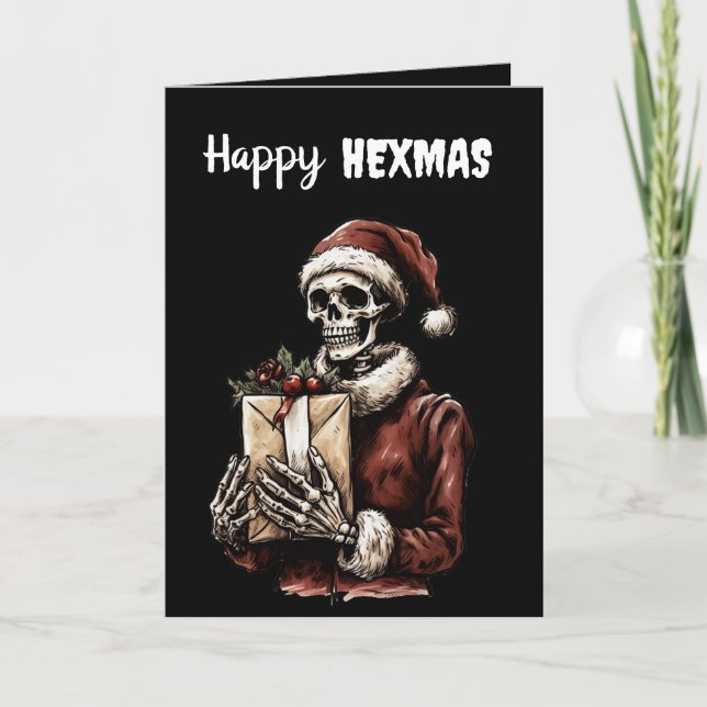 Frohe Weihnachts Spooky Skeleton Gothic Karte (Vorderseite)