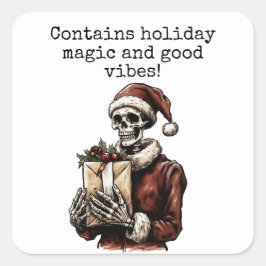 Frohe Weihnachts Spooky Skeleton Gothic Quadratischer Aufkleber