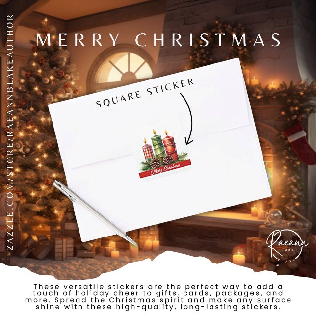 Frohe Weihnachts-Square-Aufkleber Quadratischer Aufkleber (Von Creator hochgeladen)
