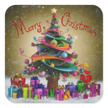 Frohe Weihnachts-Square-Aufkleber