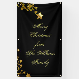 Frohe Weihnachts-Star Familie Name Sterne Schwarze Banner