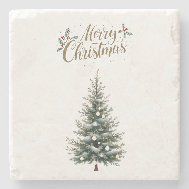 Frohe Weihnachts-Stone-Untersetzer mit Weihnachtsb Steinuntersetzer (Vorderseite)