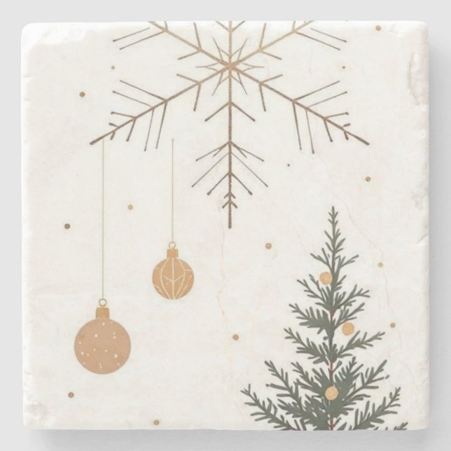 Frohe Weihnachts-Stone-Untersetzer mit Weihnachtsb Steinuntersetzer (Vorderseite)
