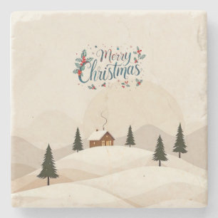 Frohe Weihnachts-Stone-Untersetzer mit Weihnachtsb Steinuntersetzer