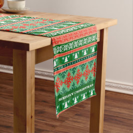 Frohe Weihnachts-Strick Kurzer Tischläufer