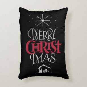 Frohe Weihnachts-Strick Sweater Religious Christli Dekokissen