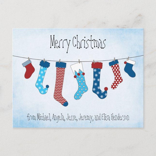 Frohe Weihnachts-Strumpf Feiertagspostkarte (Vorderseite)