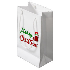Frohe Weihnachts-Strumpf Rot-Grün-Skript Kleine Geschenktüte