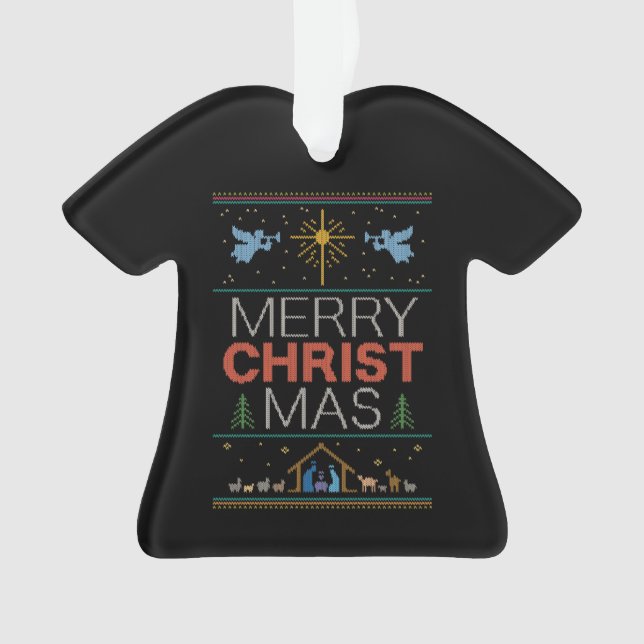 Frohe Weihnachts-Sweater Religious farbenfroh Ornament (Vorderseite)