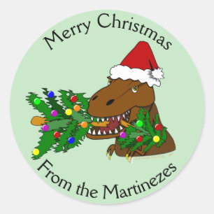 Frohe Weihnachts T-rex Dinosaurier Aufkleber Ihren