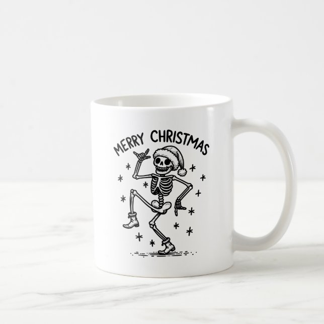 Frohe Weihnachts-Tanz Skeleton Kaffeetasse (Rechts)