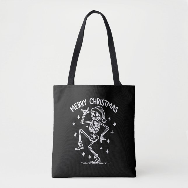 Frohe Weihnachts-Tanz Skeleton Tasche (Vorderseite)