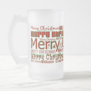 Frohe Weihnachts-Tasse - Grosses Mattiert Mattglas Bierglas