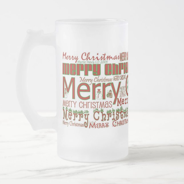 Frohe Weihnachts-Tasse - Grosses Mattiert Mattglas Bierglas (Links)