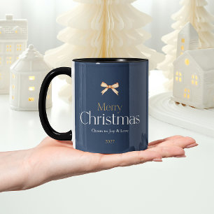 Frohe Weihnachts-Tasse mit Goldenem Bow Tasse