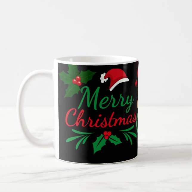 Frohe Weihnachts-Tasse mit Lebkuchen, heißer Kakao Kaffeetasse (Links)