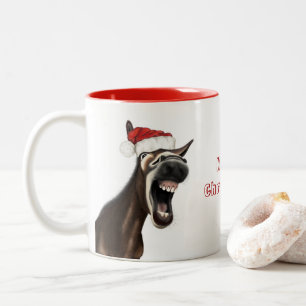 Frohe Weihnachts-Tasse - Singing Donkey Zweifarbige Tasse