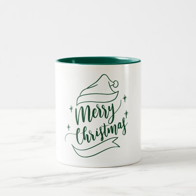 Frohe Weihnachts-Tasse Zweifarbige Tasse (Mittel)
