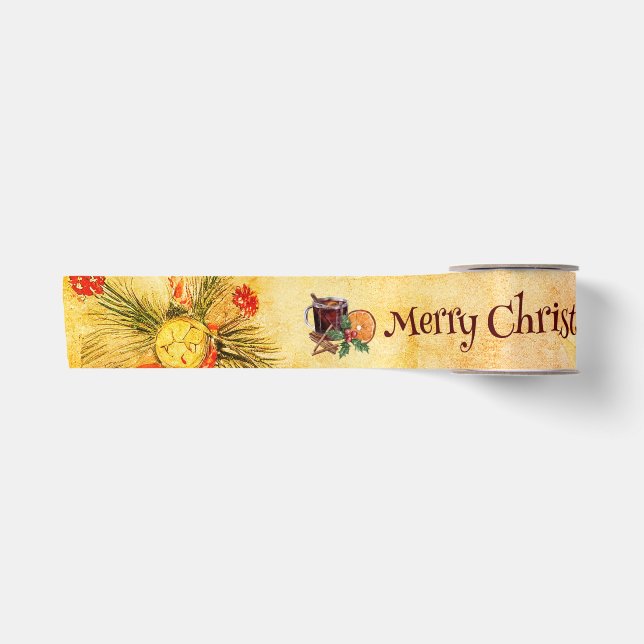 Frohe Weihnachts Tea Cup Orange Berry Cinnamon Satinband (Vorderseite)