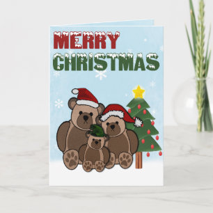 Frohe Weihnachts-Teddy Bären Familie Grußkarten Feiertagskarte