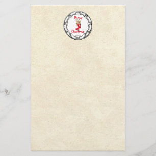 Frohe Weihnachts-Teddybär in Vintagem Rahmen Briefpapier