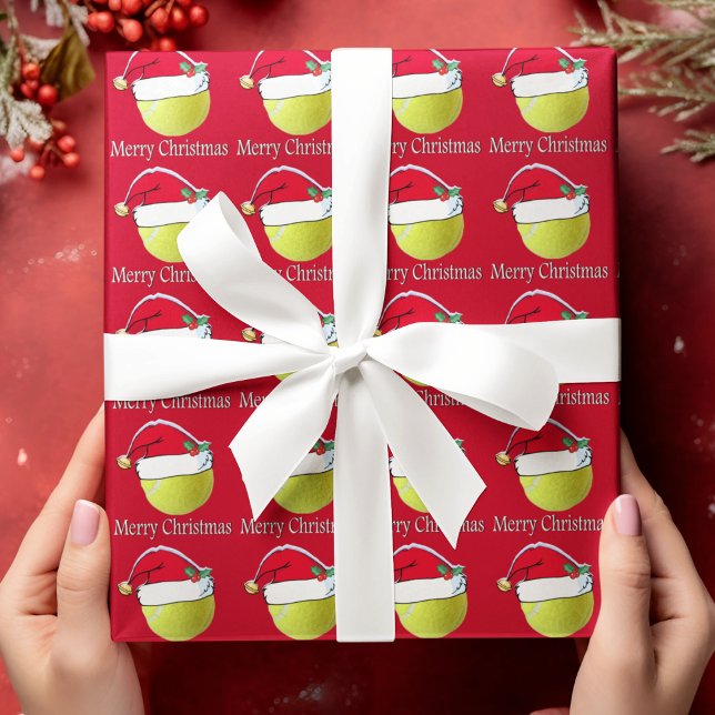 Frohe Weihnachts-Tennis-Ball Weihnachtswrapping Pa Geschenkpapier (Von Creator hochgeladen)
