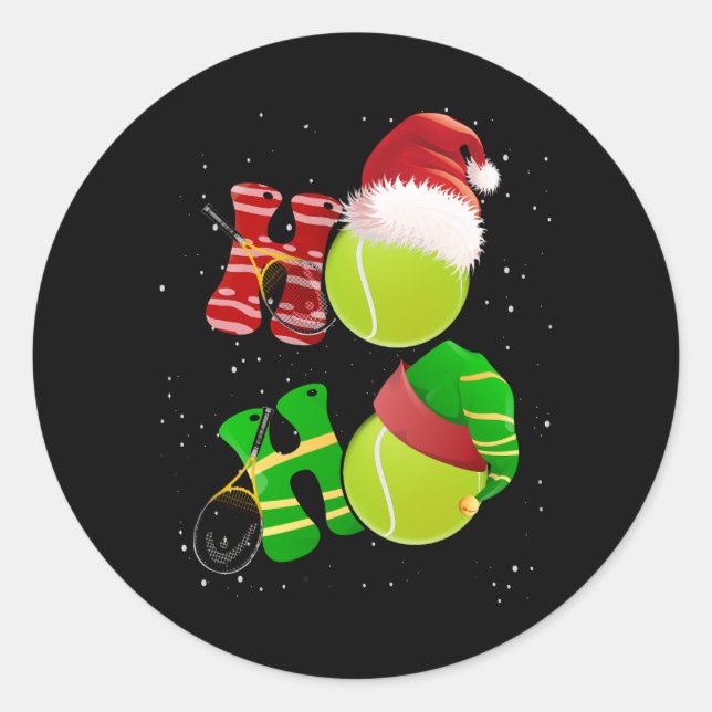 Frohe Weihnachts Tennis Pajamas Player Matching Ra Runder Aufkleber (Vorderseite)