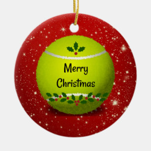 Frohe Weihnachts-Tennisball Keramik Ornament