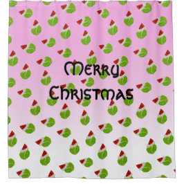 Frohe Weihnachts-Tennisbälle mit Weihnachtsmannmüt Duschvorhang