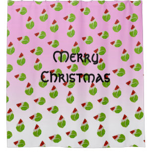 Frohe Weihnachts-Tennisbälle mit Weihnachtsmannmüt Duschvorhang