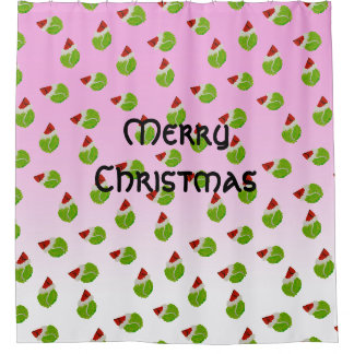 Frohe Weihnachts-Tennisbälle mit Weihnachtsmannmüt Duschvorhang