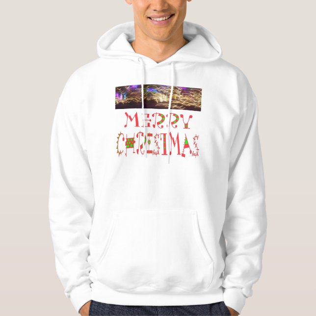 Frohe Weihnachts-Text-Muster Design: Festive Kunst Hoodie (Vorderseite)