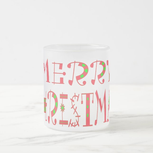 Frohe Weihnachts-Text-Muster Design: Festive Kunst Mattglastasse (Mittel)