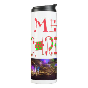 Frohe Weihnachts-Text-Muster Design: Festive Kunst Thermosbecher