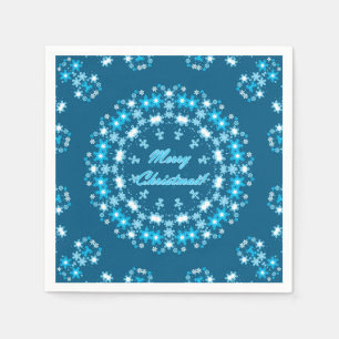 Frohe Weihnachts-Text rund Rahmen Snowflake blau m Serviette