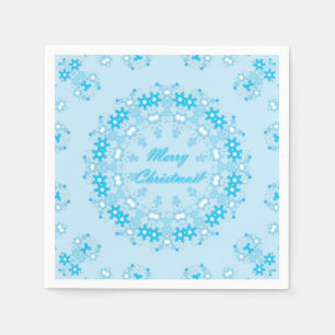 Frohe Weihnachts-Text rund Rahmen Snowflake blau m Serviette