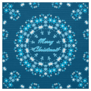 Frohe Weihnachts-Text rund Rahmen Snowflake blau m Stoff